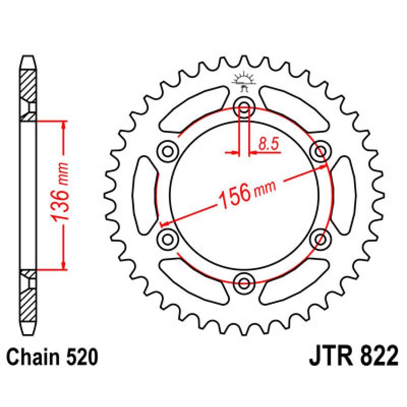 Купить Звездочка задняя JT Sprockets (шаг 520 ) JT JTR822